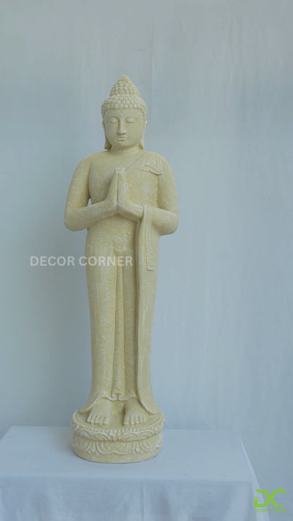 Standing Buddha White Antique