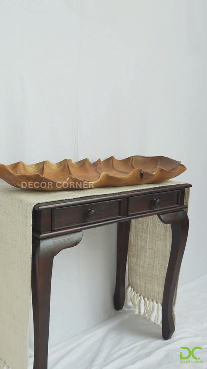Hand Carved Single Piece Wood Natural Leaf Decor - Style 06