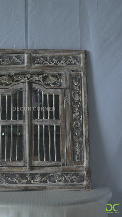 Hand Carved Wooden Rustic Mirror Frame - Style 1 - Antique Finish