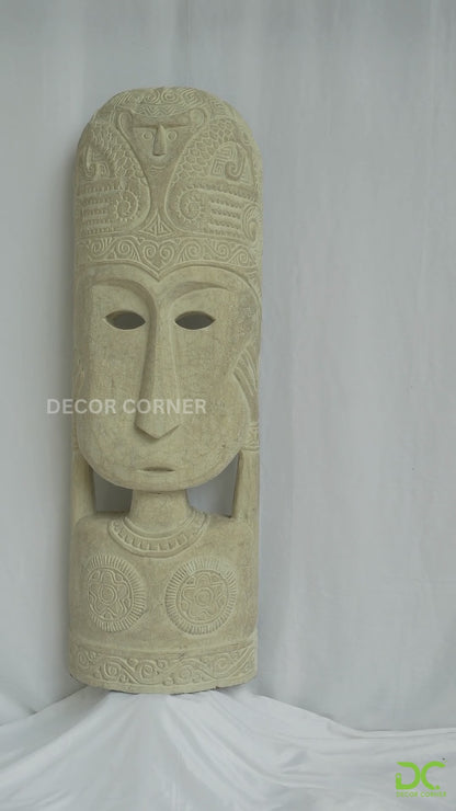 Tribal Warrior Mask - White - Large - Style 01