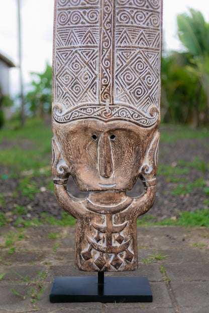 Tribal Hand Carved wooden Pedestal Mounted Mask is a very unique indoor décor product from Indonesia 