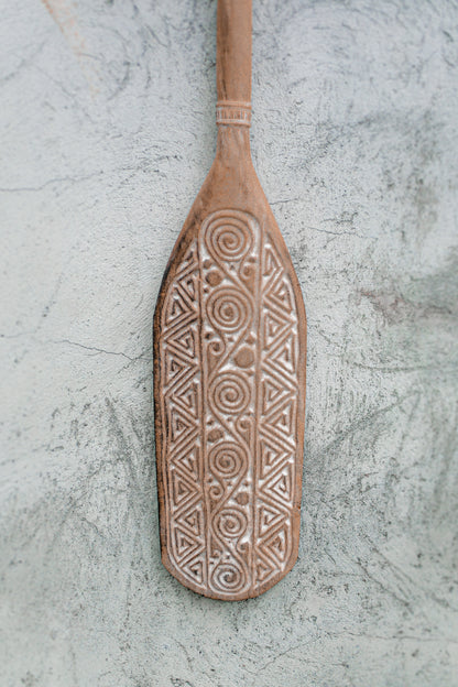 small size Timor Tribal Hand Carved wooden Oars from Indonesia is a perfect artifact to decorate your indoor wall space - home decor - wall decor - wall hanging decoration - home artifacts
