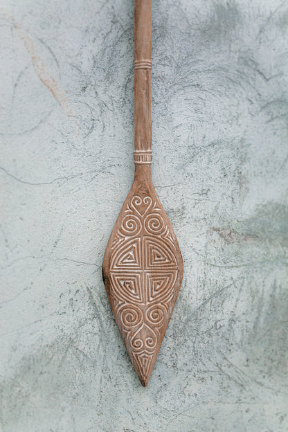 small size Timor Tribal Hand Carved wooden Oars from Indonesia is a perfect artifact to decorate your indoor wall space - home decor - wall decor - wall hanging decoration - home artifacts