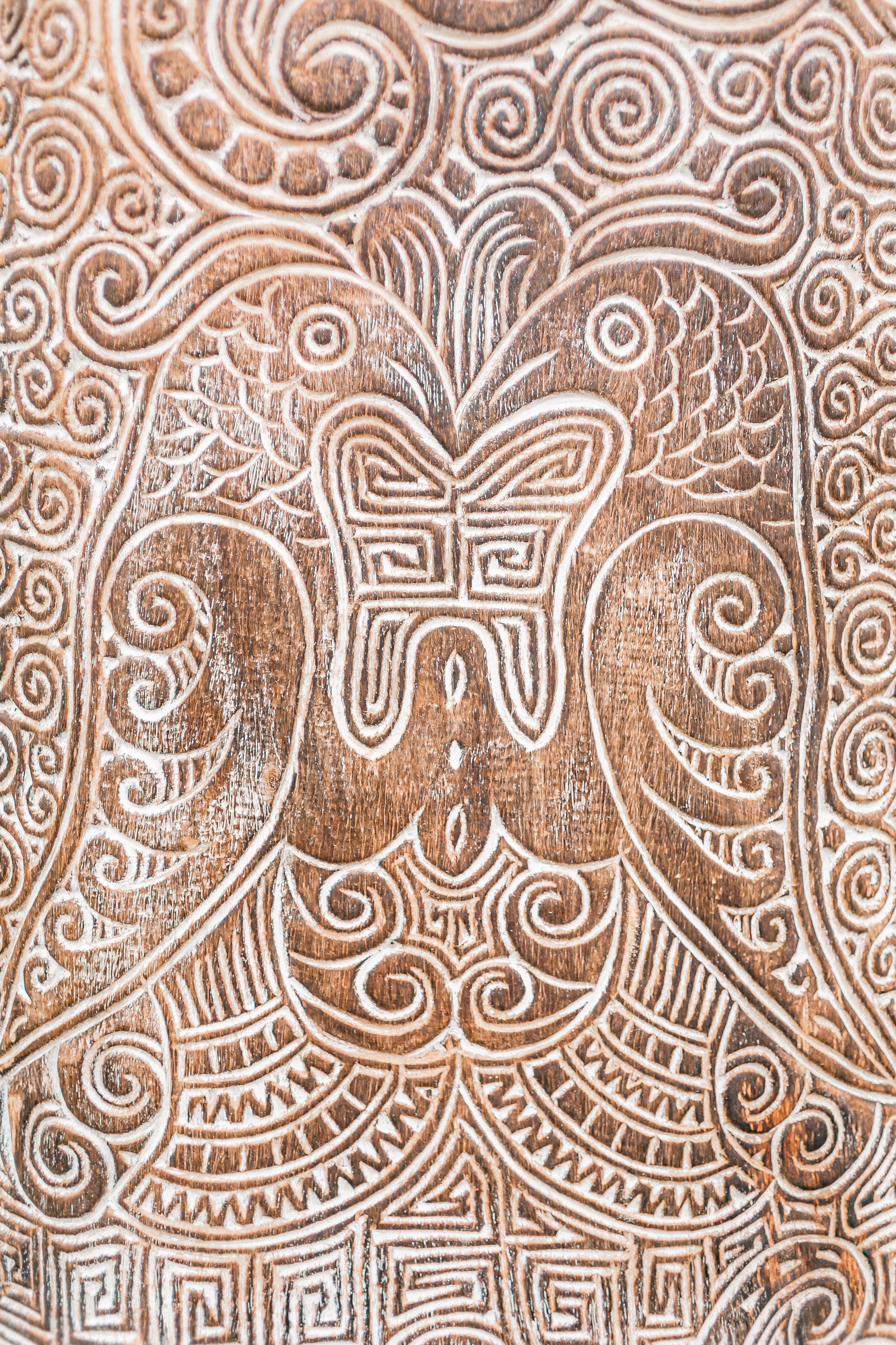 Tribal Birds Hand Carved Wall Panel
