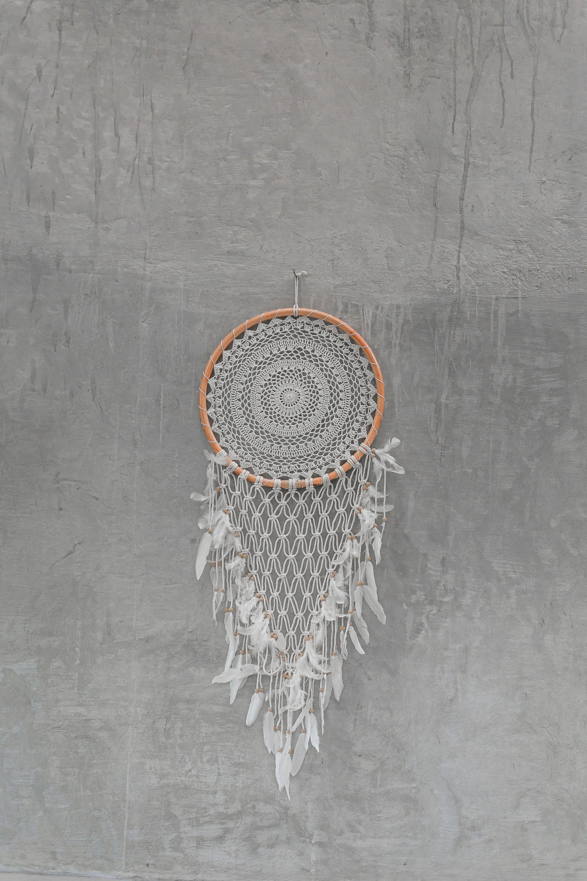 Handwoven Natural white Dream Catcher from Indonesia