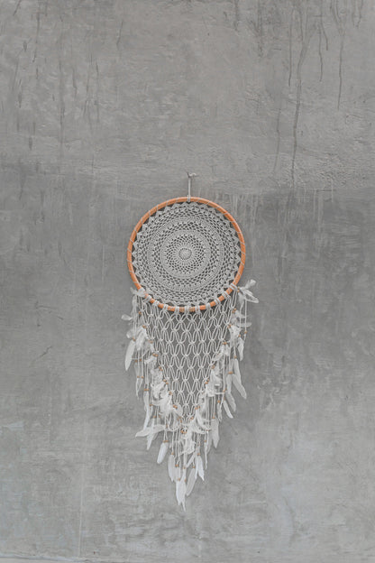 Handwoven Natural white Dream Catcher from Indonesia